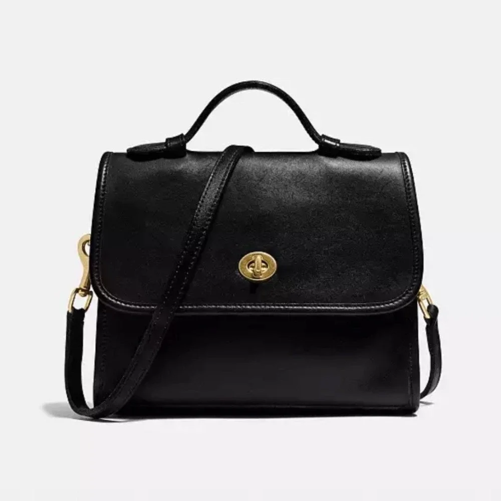Coach Vintage Y2K Black Pebbled Leather Restored Court Crossbody Bag Purse $520